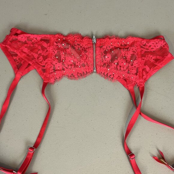 Victoria's Secret Red Lace Garter Belt with Zipper Size XS/S - Picture 9 of 16